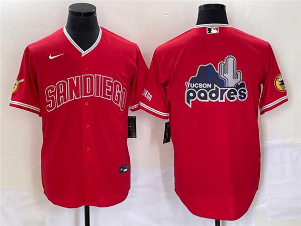 Mens San Diego Padres Red Team Big Logo Cool Base With Patch Stitched Baseball Jerseys->san diego padres->MLB Jersey